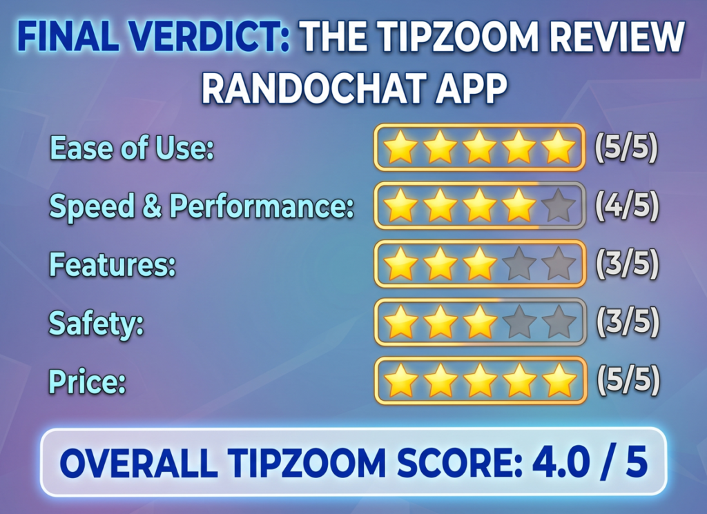 Tipzoom rating for randochat app